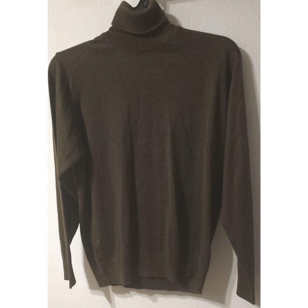 Triko Wool Blend Long Sweater Women's Turtle Neck Brown Vintage 90's